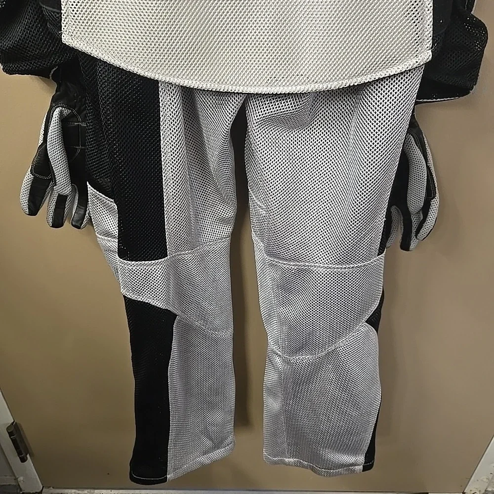 CMA Motorcycle‎ Jacket And Pants Set - Black and White Padded Jacket-M Pants-L